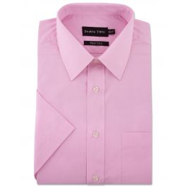 Men's Pink Classic Easy Care Short Sleeve Shirt | Double TWO