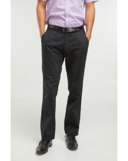 Black Cotton Classic Fit Chino Trousers