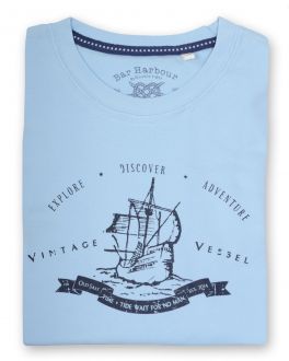 Blue Vessel Print T-Shirt 