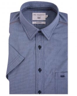 Bar Harbour Navy Gingham Contrasting Stitch Short Sleeve Casual Shirt