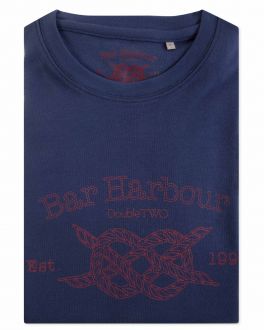 Navy Bar Harbour Print T-Shirt Front