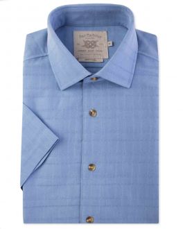 Blue Soft Touch Short Sleeve Casual Shirt Front