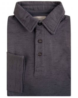 Charcoal Fleck Long Sleeve Polo Shirt