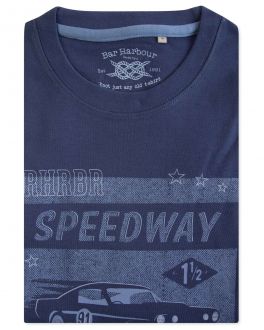 Navy Speedway Print T-Shirt