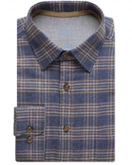Blue Check Brushed Cotton Casual Shirt