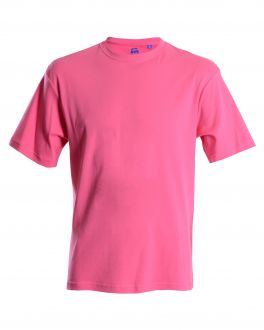 Men's Bar Harbour Plain Pink Ribbed Neck T-Shirt Front