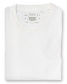 Plain Ecru Ribbed Neck T-Shirt 