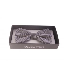 Black and White Striped Bow Tie