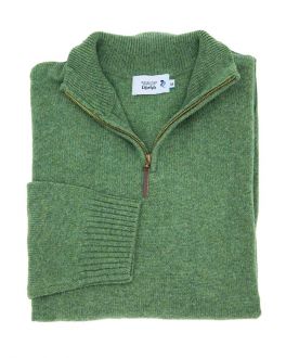 Men's Green Quarter Zip Knitted Jumper