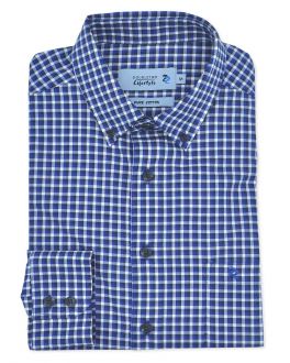 Royal Blue Oxford Weave Check Long Sleeve Casual Oxford Shirt