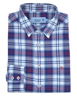 Red Oxford Weave Check Long Sleeve Casual Oxford Shirt