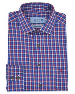 Red Twill Check Long Sleeve Casual Shirt