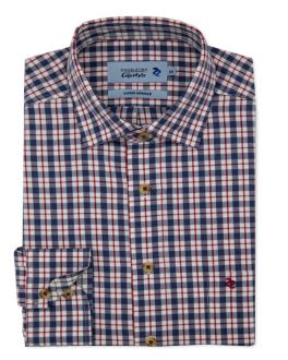 Navy and Red Check Brushed Cotton Shirt