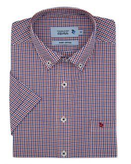 Red & Blue Mini Check Short Sleeve Casual Shirt