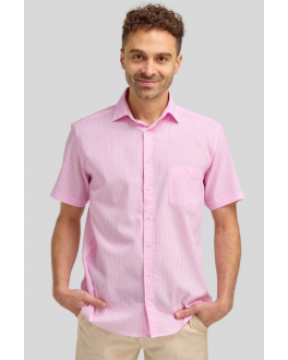 Pink Striped Short Sleeve Casual Shirt