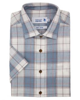 Blue & White Check Short Sleeve Casual Shirt