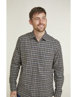 Grey & Rust Check Long Sleeve Casual Shirt