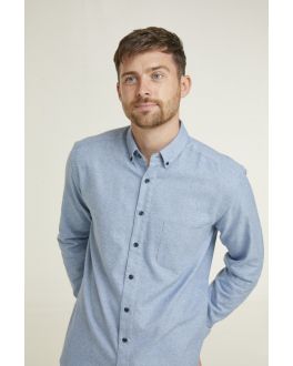 Blue Textured Button Down Collar Long Sleeve Casual Shirt