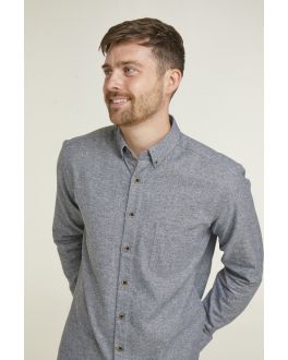 Charcoal Textured Button Down Collar Long Sleeve Casual Shirt
