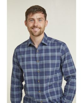 Blue & Grey Check Long Sleeve Casual Eco Shirt