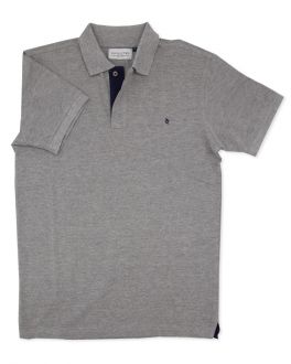 Grey and Navy Contrast Polo Shirt