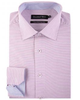 Men's Magenta Horizontal Dobby Stripe Formal Shirt 