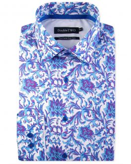 Blue and Purple Baroque Print Formal Shirt