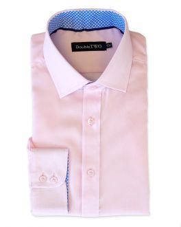 Pink and Blue Contrast Circle Trim Formal Shirt