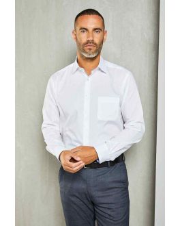 White Diamond Weave Formal Shirt with Contrast