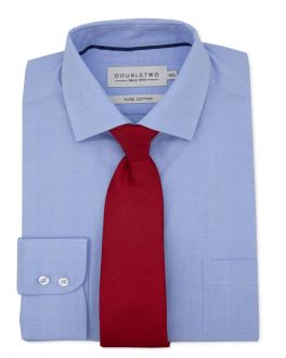 Blue Twill Weave Check Long Sleeve Formal Shirt