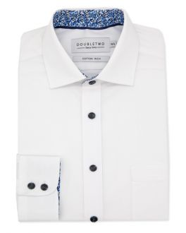 White Plain Weave Long Sleeve Formal Shirt
