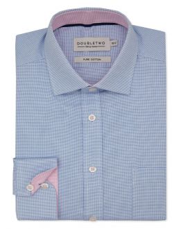 Blue Square Dobby Weave Long Sleeve Formal Shirt