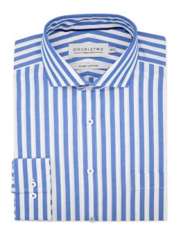 Blue Bold Striped Long Sleeve Formal Shirt