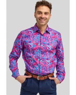 Double Two tailored fit psychedelic print formal shirt