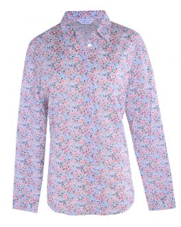Blue Floral Semi Fitted Blouse 