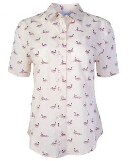Cream Hare Classic Fit Short Sleeve Women's Shirt