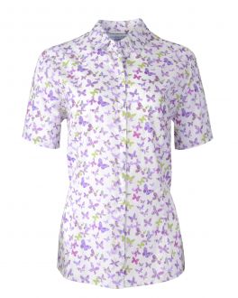 Lilac Butterfly Fitted Short Sleeve Blouse
