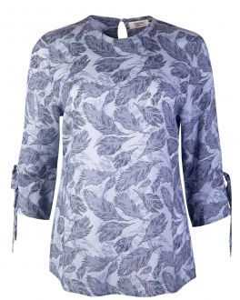 Soft Blue Feather Print Women's Tunic Top