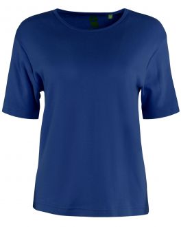 Double TWO Woman Plain Navy T-Shirt Front