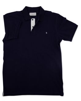 Navy Blue and White Contrast Polo Shirt