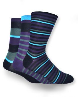 Black and Blue Stripe Bamboo Socks (Pack of 3)