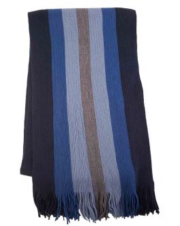 Knitted Navy and Grey Stripe Scarf