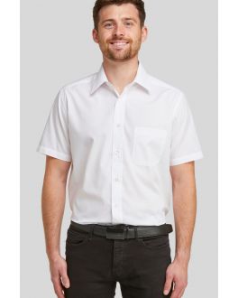 Double TWO White Classic Cotton Blend Short Sleeved Shirt