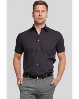 Double TWO Black Short Sleeved Non-Iron Cotton Rich Shirt
