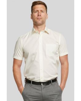 Double TWO Cream Short Sleeved Non-Iron Cotton Rich Shirt