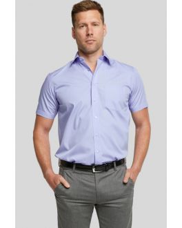 Double TWO Fresh Blue Short Sleeved Non-Iron Cotton Rich Shirt
