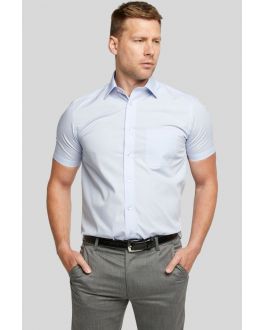 New Blue Short Sleeve Non-Iron Shirt Front
