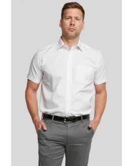Double TWO White Short Sleeved Non-Iron Cotton Rich Shirt