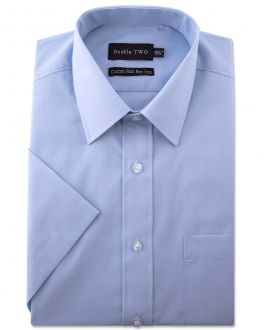 Double TWO Glacier Blue Short Sleeved Non-Iron Cotton Rich Shirt 
