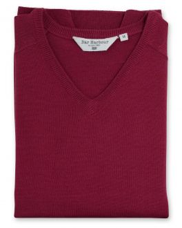 Raspberry Sleeveless V Neck Sweater